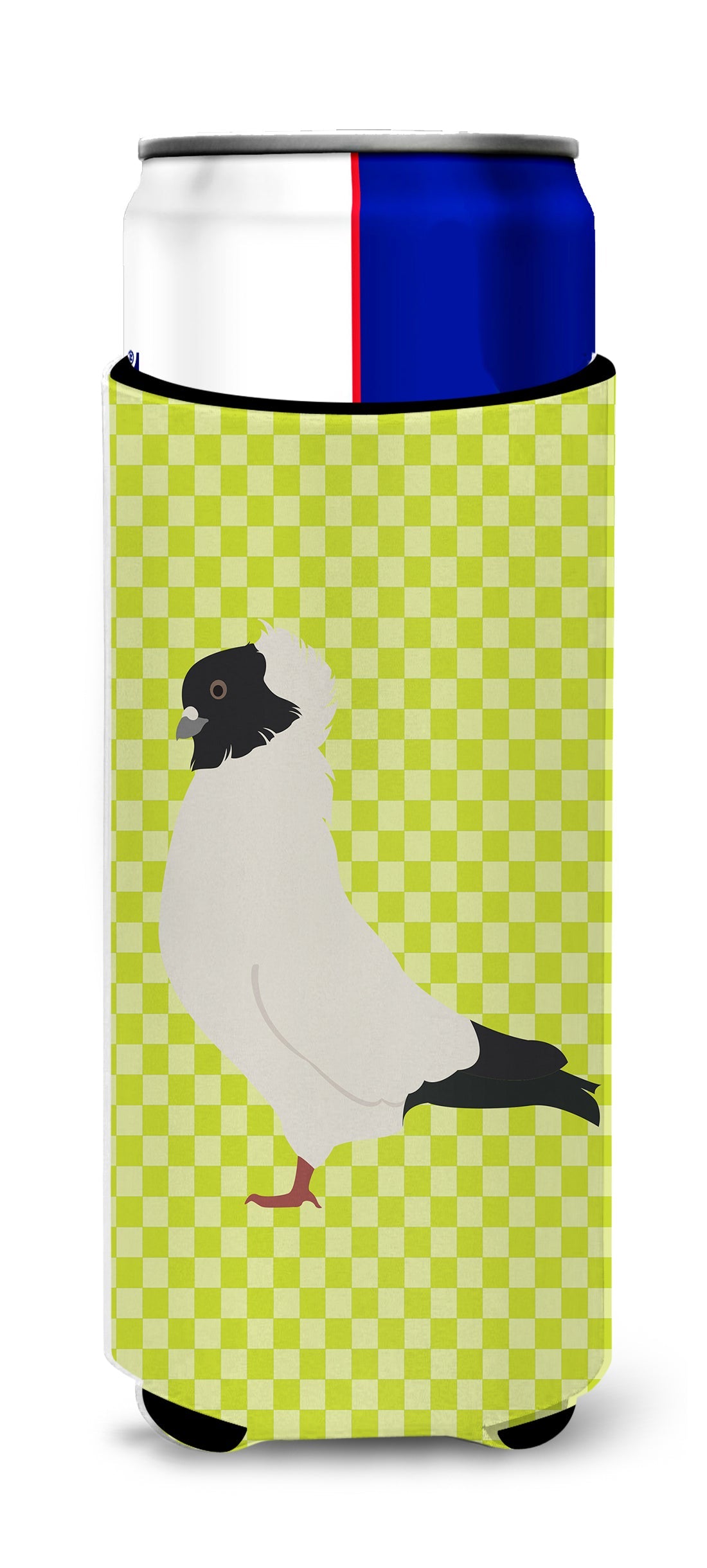 Nun Pigeon Green Slim Can Hugger , Insulated Foam Hugger for 12 oz Slim Cans, Beer Bottles & Water Bottles, Printed in USA