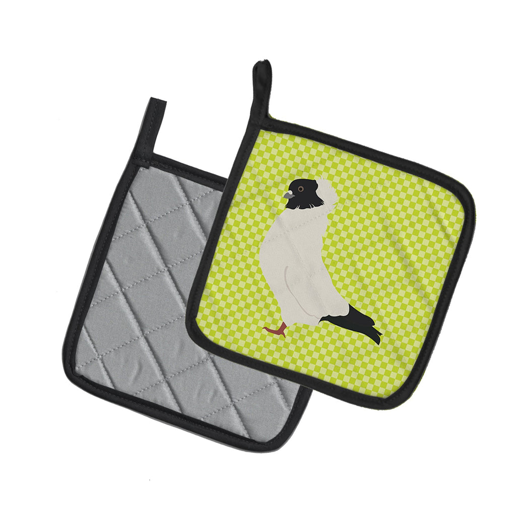 Nun Pigeon Green Pot Holder Set of 2 Heat Resistant Quilted Hot Pads 7.5 x 7.5 Inch, Insulated Kitchen Trivets for Cooking & Baking