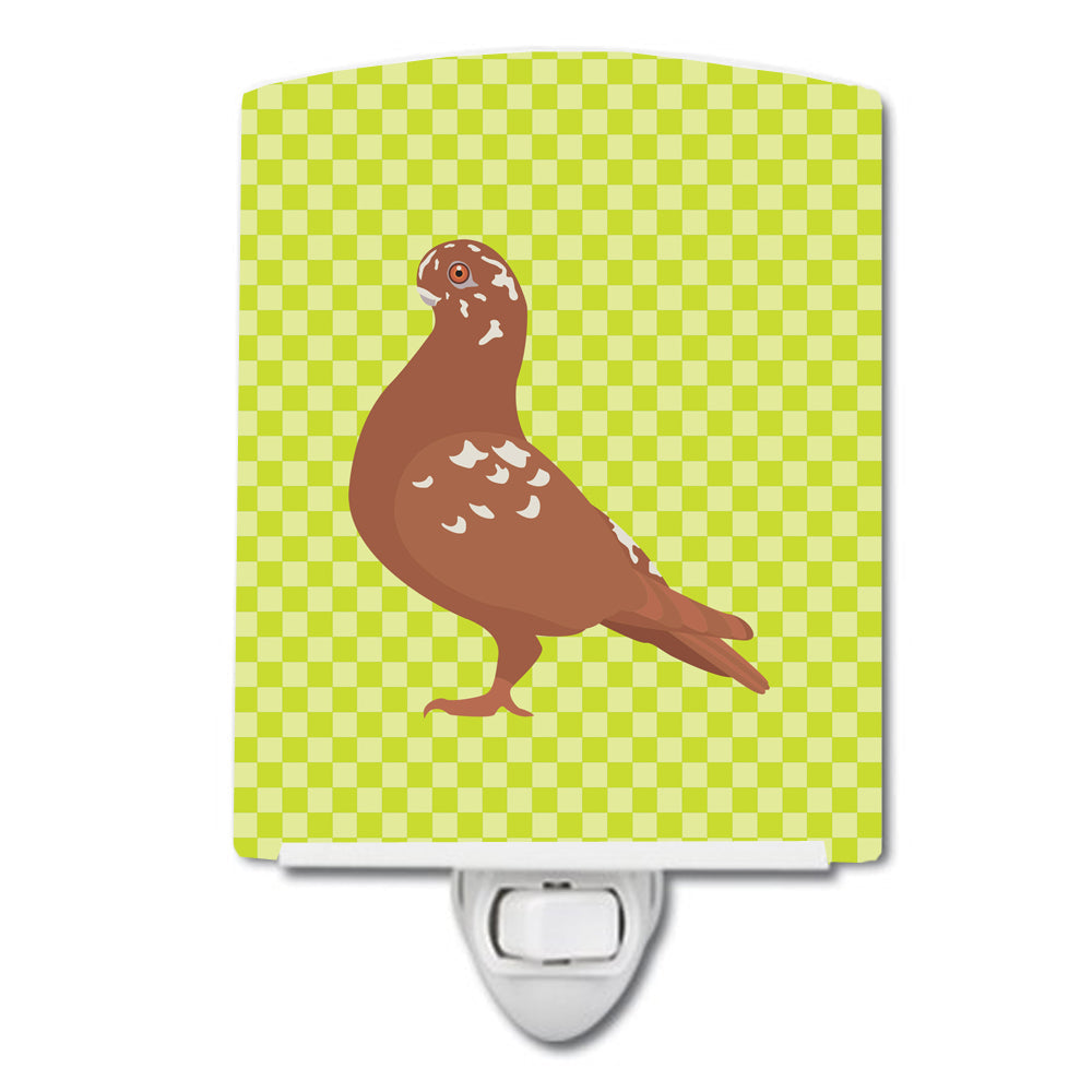 African Owl Pigeon Green Ceramic Night Light Compact, UL-Certified, Ideal for Bedroom, Bathroom, Nursery, Hallway, Kitchen, 6x4x3, Multicolor