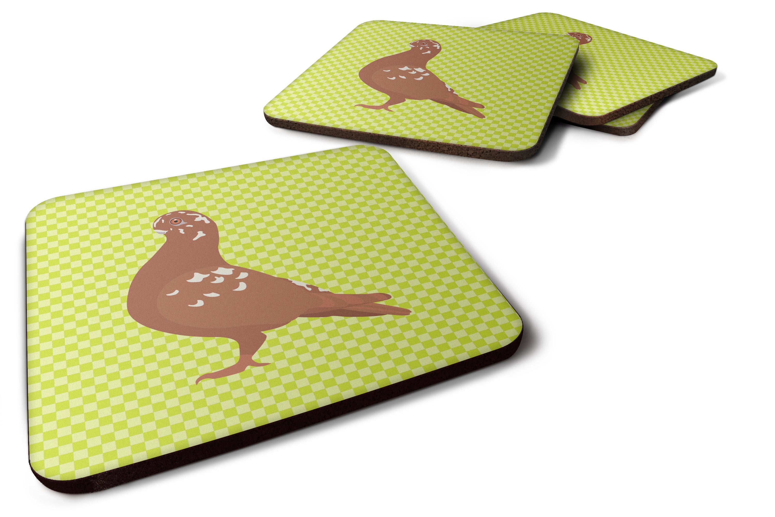 African Owl Pigeon Green Foam Coasters Set of 4 Cup Coasters for Indoor Outdoor, Tabletop Protection, Anti Slip, Mouse pad Material