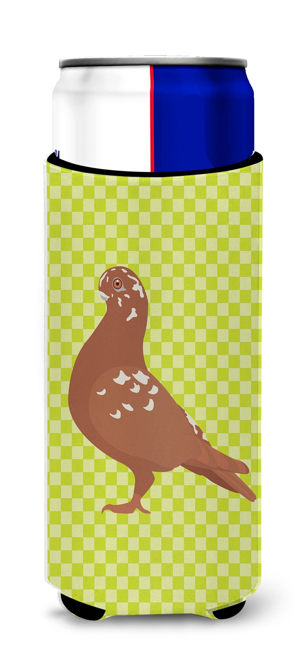 African Owl Pigeon Green Slim Can Hugger , Insulated Foam Hugger for 12 oz Slim Cans, Beer Bottles & Water Bottles, Printed in USA