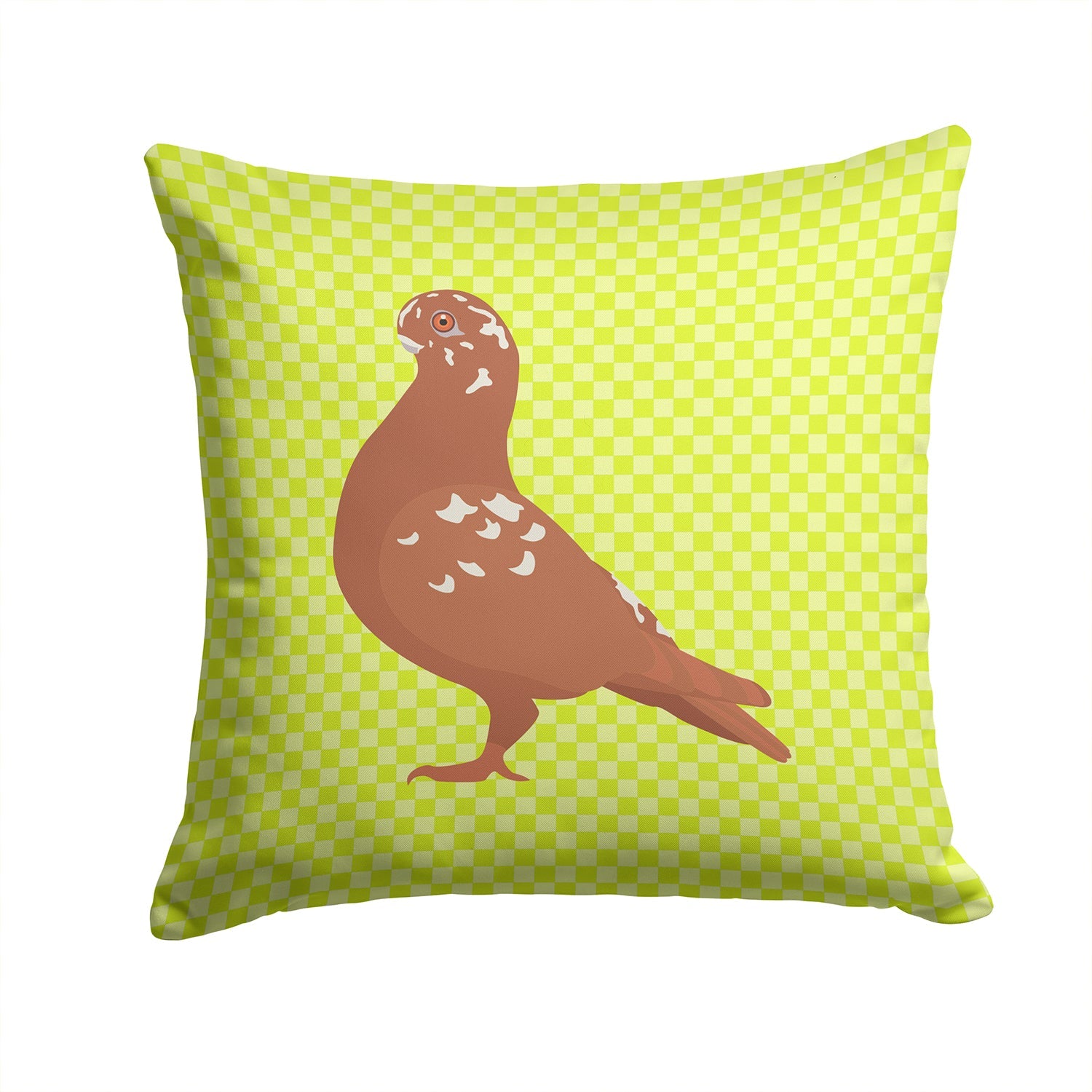 African Owl Pigeon Green Decorative Throw Pillow 14x14 Indoor Outdoor Accent Cushion, Fabric Cover with Insert for Sofa, Bed, Porch & Living Room