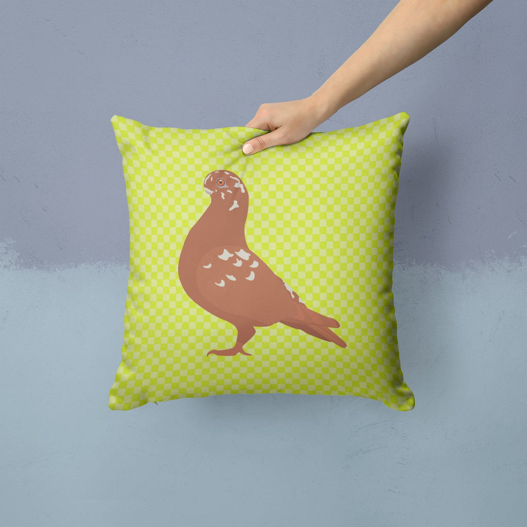 African Owl Pigeon Green Decorative Throw Pillow 14x14 Indoor Outdoor Accent Cushion, Fabric Cover with Insert for Sofa, Bed, Porch & Living Room
