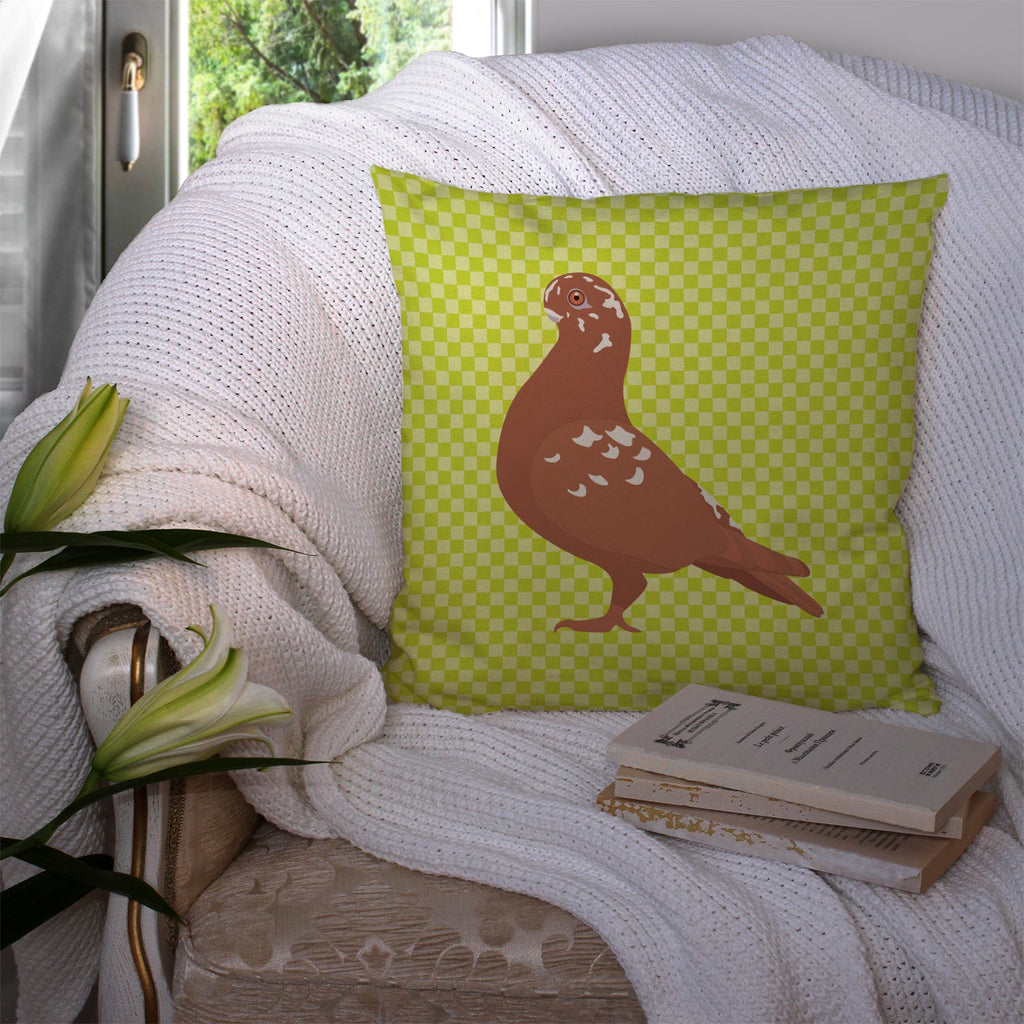 African Owl Pigeon Green Decorative Throw Pillow 14x14 Indoor Outdoor Accent Cushion, Fabric Cover with Insert for Sofa, Bed, Porch & Living Room