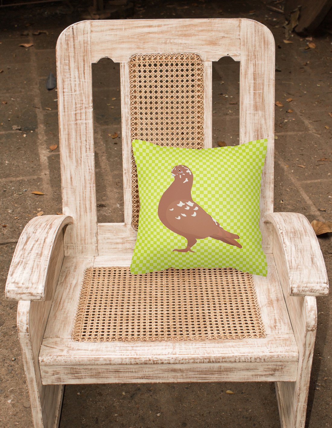 African Owl Pigeon Green Decorative Throw Pillow 18x18 Indoor Outdoor Accent Cushion, Fabric Cover with Insert for Sofa, Bed, Porch & Living Room