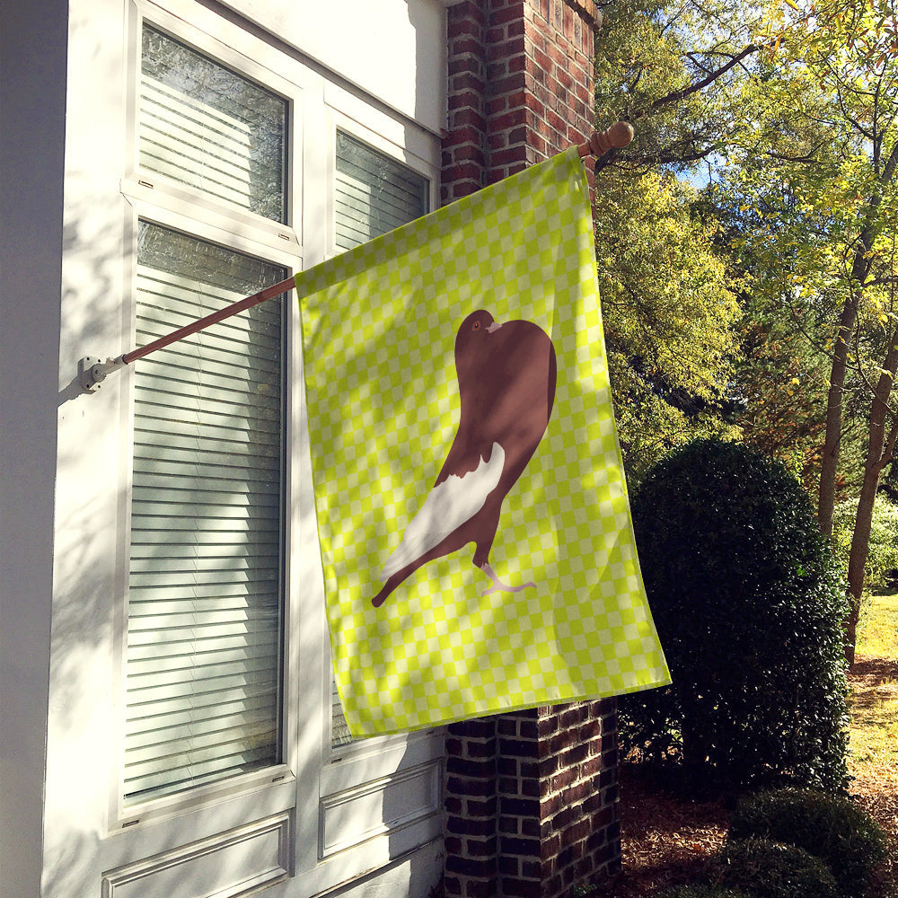English Pouter Pigeon Green House Flag 28x40 Porch Sleeve Pole Decorative Outside Yard Banner Artwork Wall Hanging, Polyester