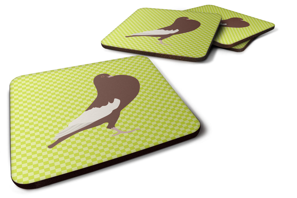 English Pouter Pigeon Green Foam Coasters Set of 4 Cup Coasters for Indoor Outdoor, Tabletop Protection, Anti Slip, Mouse pad Material