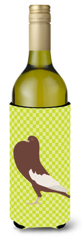 English Pouter Pigeon Green Wine Bottle Hugger Gift Sleeve for Standard 750 ml Bottles, Insulated Reusable Also Fits Mini Shot & Pint Bottles