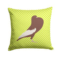 English Pouter Pigeon Green Decorative Throw Pillow 14x14 Indoor Outdoor Accent Cushion, Fabric Cover with Insert for Sofa, Bed, Porch & Living Room