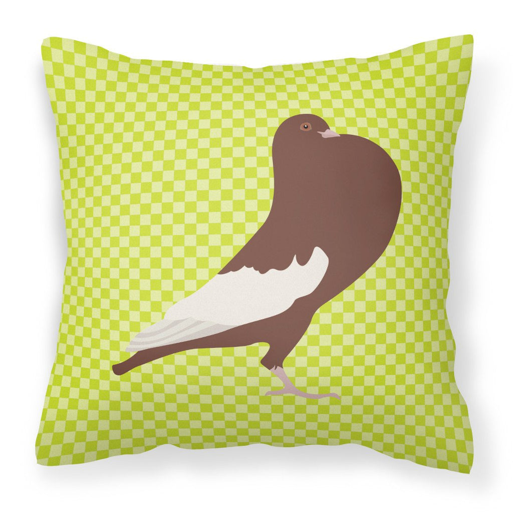 English Pouter Pigeon Green Decorative Throw Pillow 18x18 Indoor Outdoor Accent Cushion, Fabric Cover with Insert for Sofa, Bed, Porch & Living Room