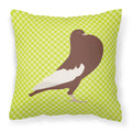 English Pouter Pigeon Green Decorative Throw Pillow 18x18 Indoor Outdoor Accent Cushion, Fabric Cover with Insert for Sofa, Bed, Porch & Living Room
