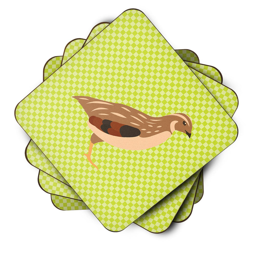 Golden Phoenix Quail Green Foam Coasters Set of 4 Cup Coasters for Indoor Outdoor, Tabletop Protection, Anti Slip, Mouse pad Material