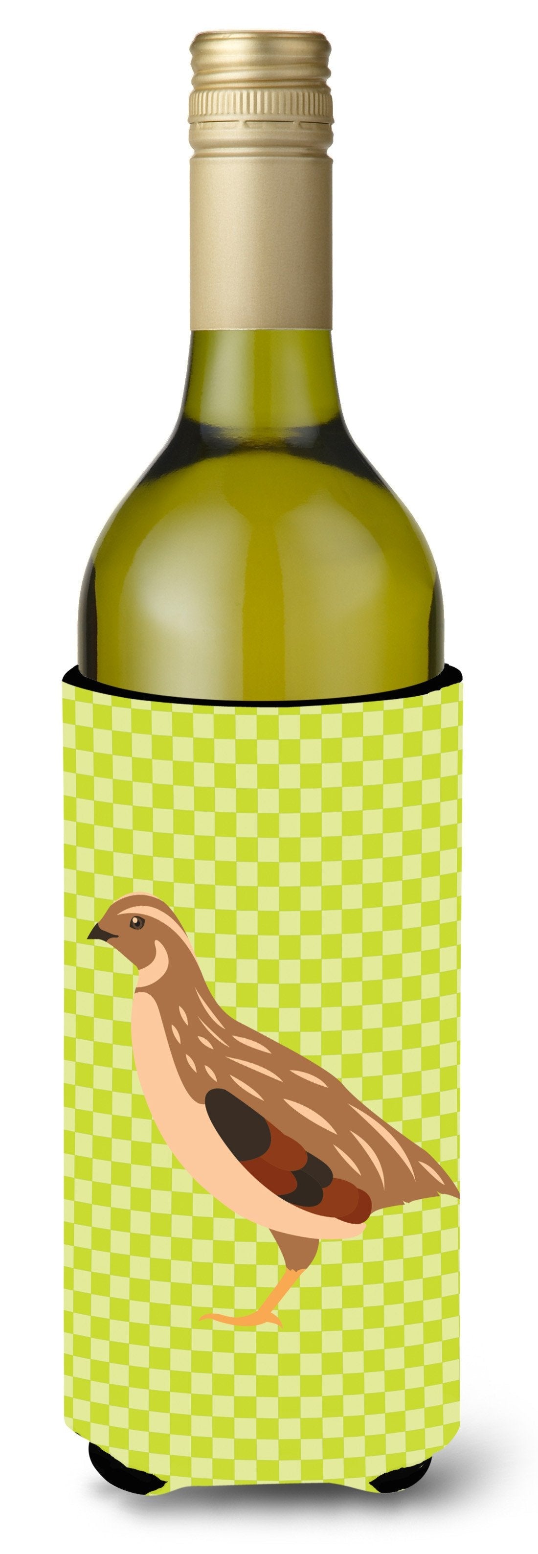 Golden Phoenix Quail Green Wine Bottle Hugger Gift Sleeve for Standard 750 ml Bottles, Insulated Reusable Also Fits Mini Shot & Pint Bottles