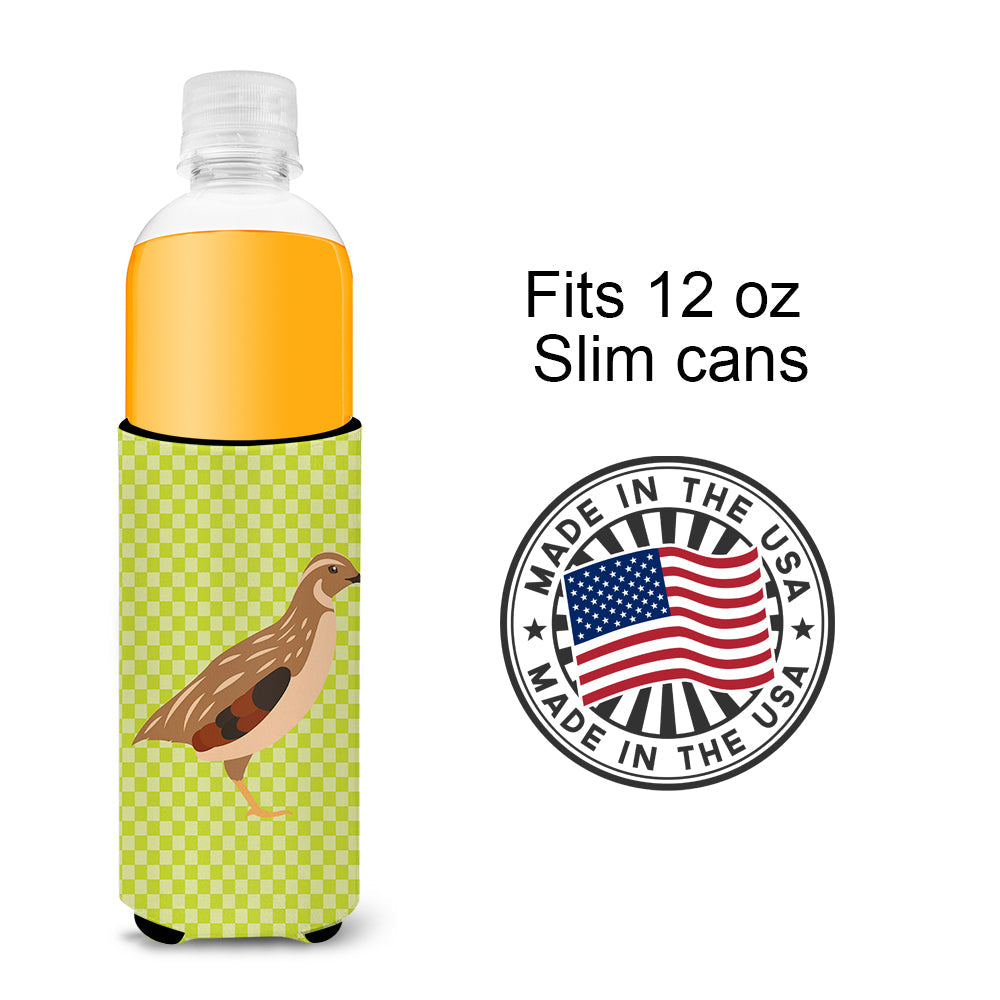Golden Phoenix Quail Green Slim Can Hugger , Insulated Foam Hugger for 12 oz Slim Cans, Beer Bottles & Water Bottles, Printed in USA