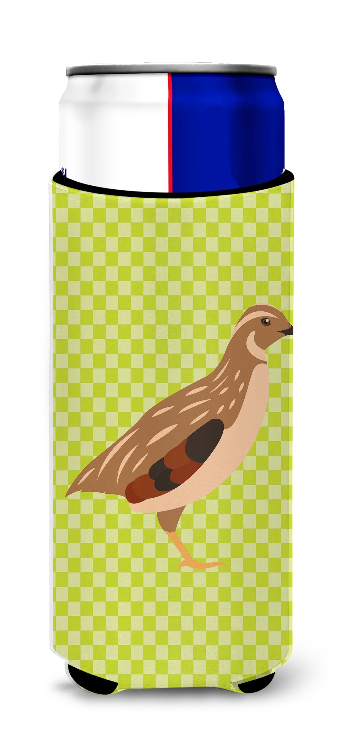 Golden Phoenix Quail Green Slim Can Hugger , Insulated Foam Hugger for 12 oz Slim Cans, Beer Bottles & Water Bottles, Printed in USA