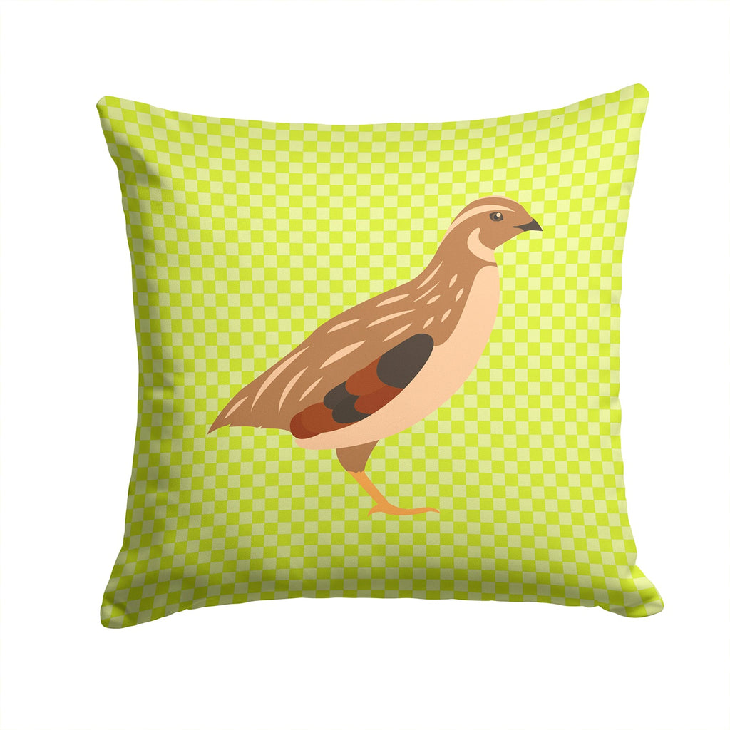 Golden Phoenix Quail Green Decorative Throw Pillow 14x14 Indoor Outdoor Accent Cushion, Fabric Cover with Insert for Sofa, Bed, Porch & Living Room