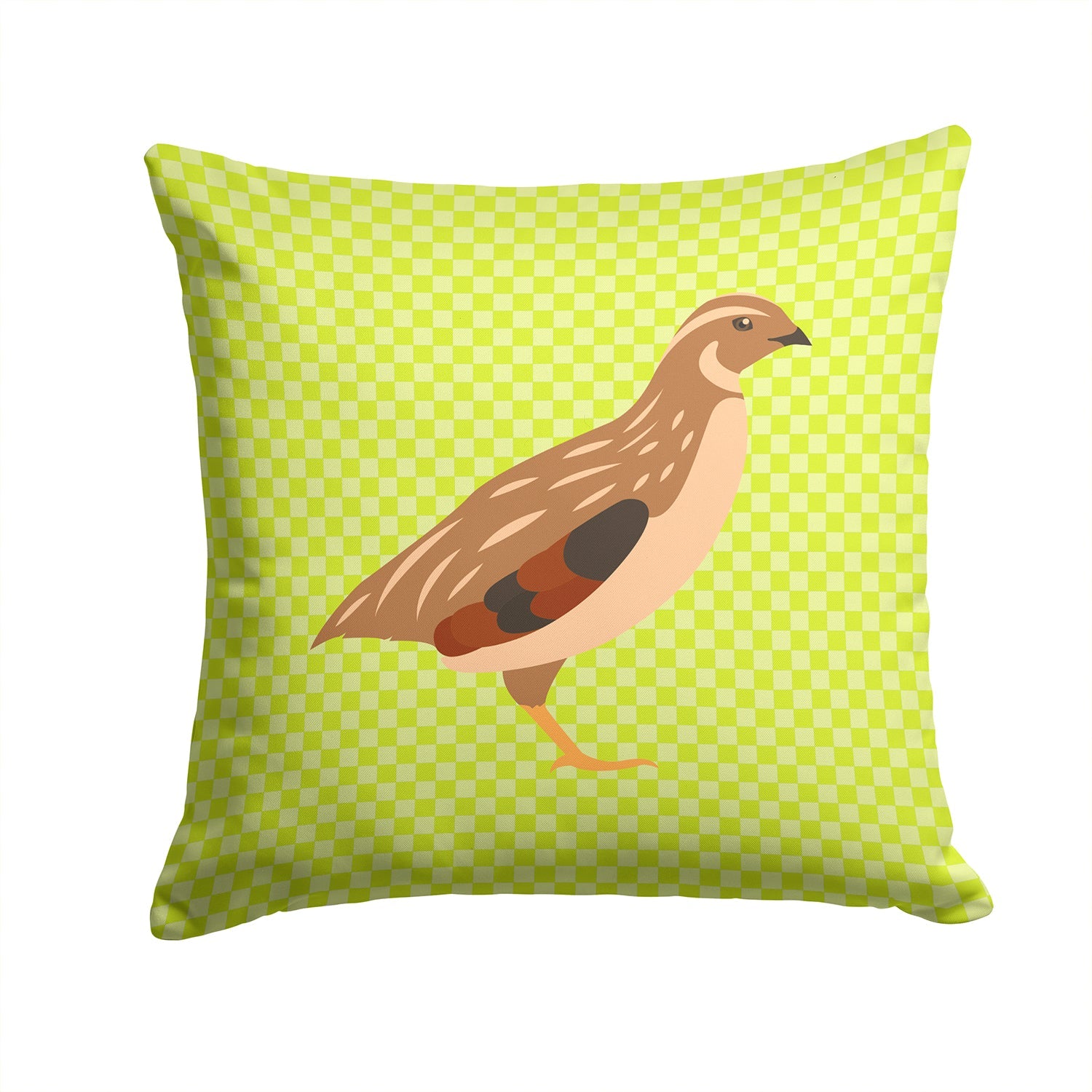 Golden Phoenix Quail Green Decorative Throw Pillow 14x14 Indoor Outdoor Accent Cushion, Fabric Cover with Insert for Sofa, Bed, Porch & Living Room