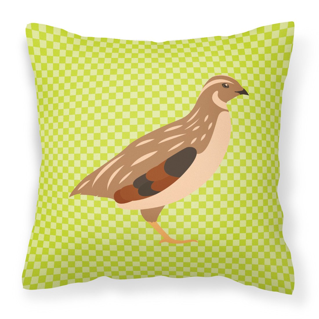 Golden Phoenix Quail Green Decorative Throw Pillow 18x18 Indoor Outdoor Accent Cushion, Fabric Cover with Insert for Sofa, Bed, Porch & Living Room