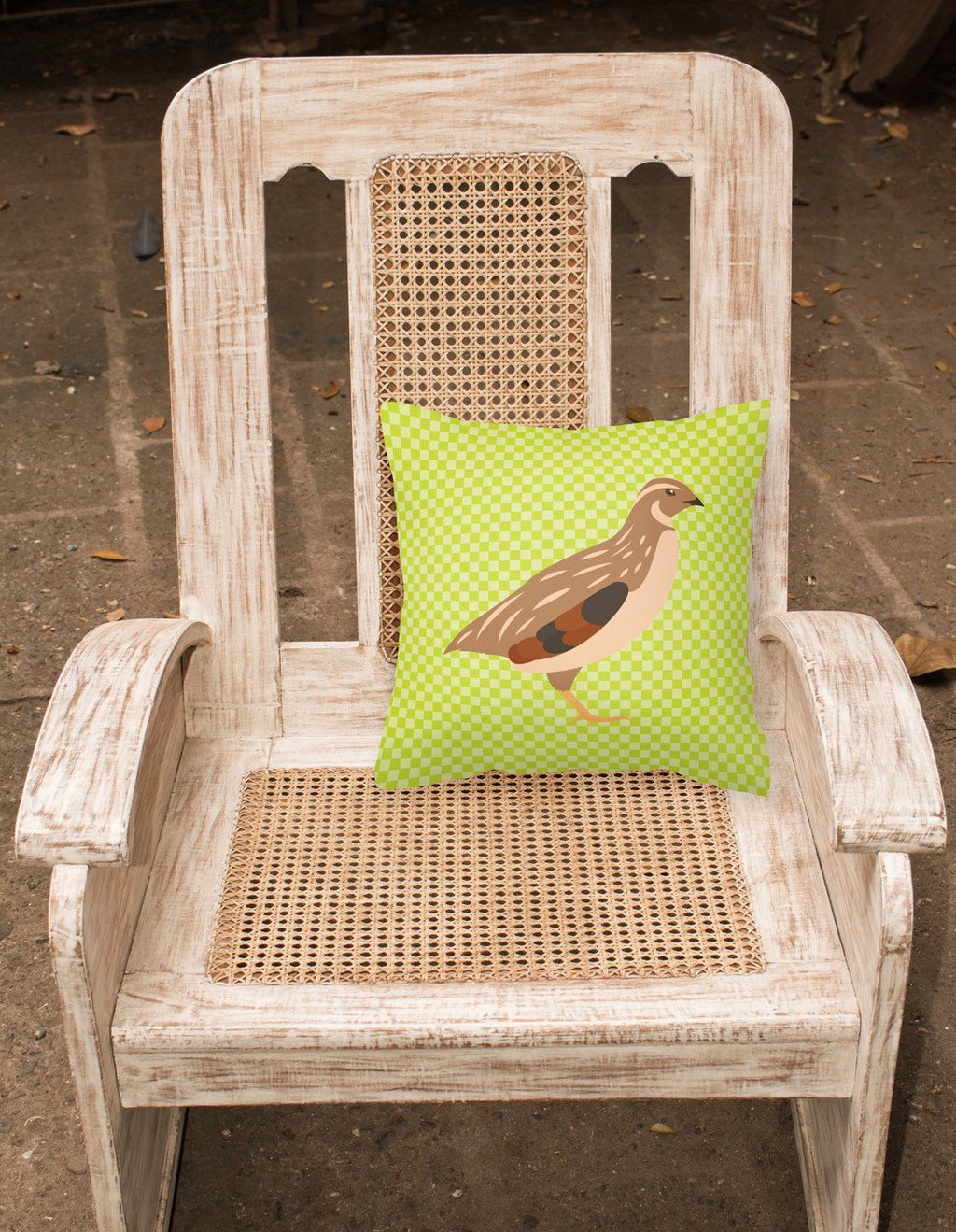 Golden Phoenix Quail Green Decorative Throw Pillow 18x18 Indoor Outdoor Accent Cushion, Fabric Cover with Insert for Sofa, Bed, Porch & Living Room