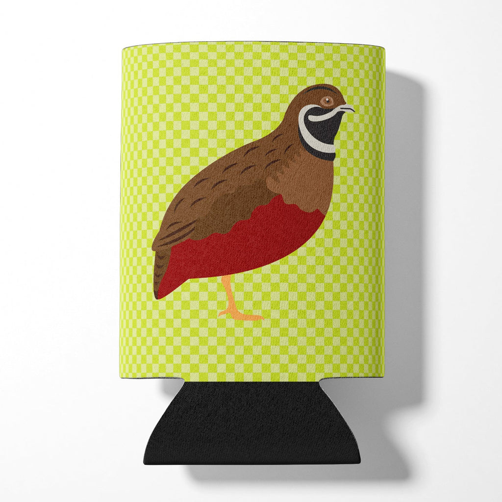 Chinese Painted or King Quail Green Can or Bottle Hugger Cooler Sleeve for Standard 12 oz Cans, Insulated Foam Beer & Soda Can Hugger Reusable