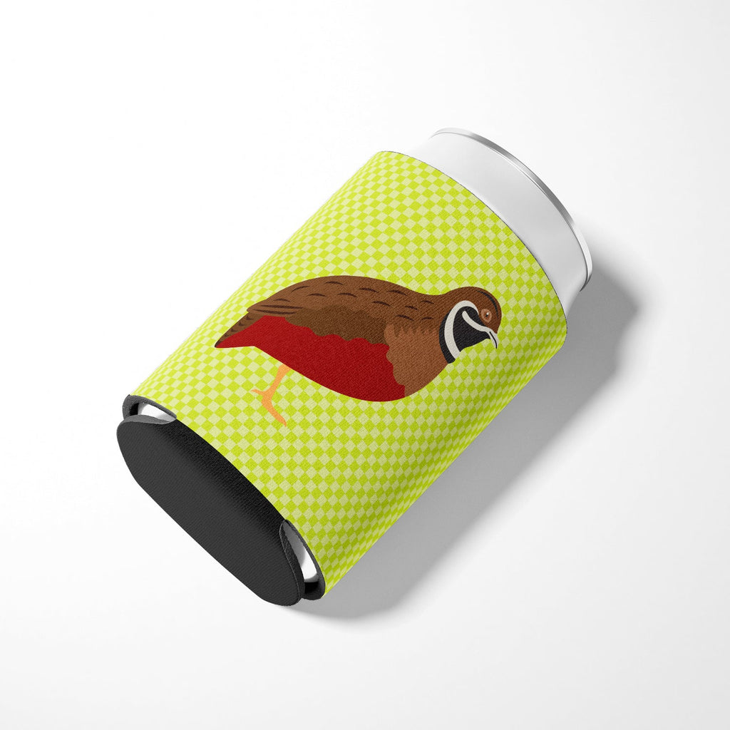 Chinese Painted or King Quail Green Can or Bottle Hugger Cooler Sleeve for Standard 12 oz Cans, Insulated Foam Beer & Soda Can Hugger Reusable
