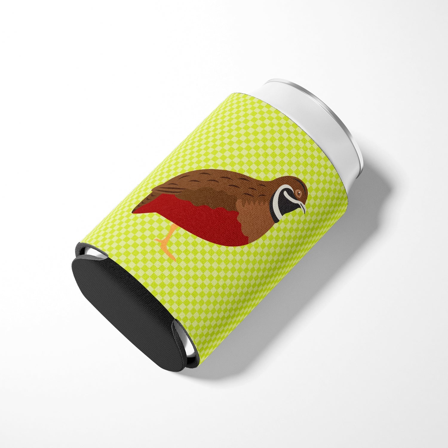 Chinese Painted or King Quail Green Can or Bottle Hugger Cooler Sleeve for Standard 12 oz Cans, Insulated Foam Beer & Soda Can Hugger Reusable
