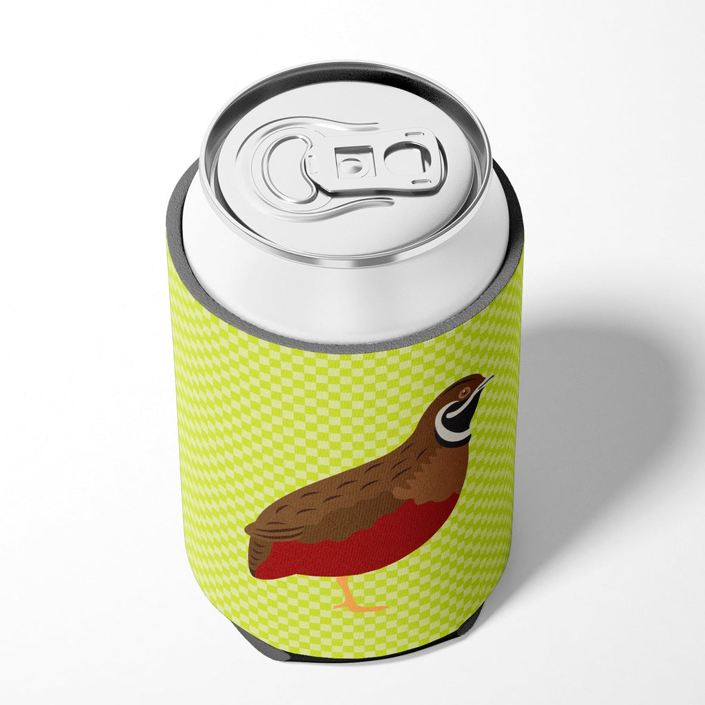 Chinese Painted or King Quail Green Can or Bottle Hugger Cooler Sleeve for Standard 12 oz Cans, Insulated Foam Beer & Soda Can Hugger Reusable