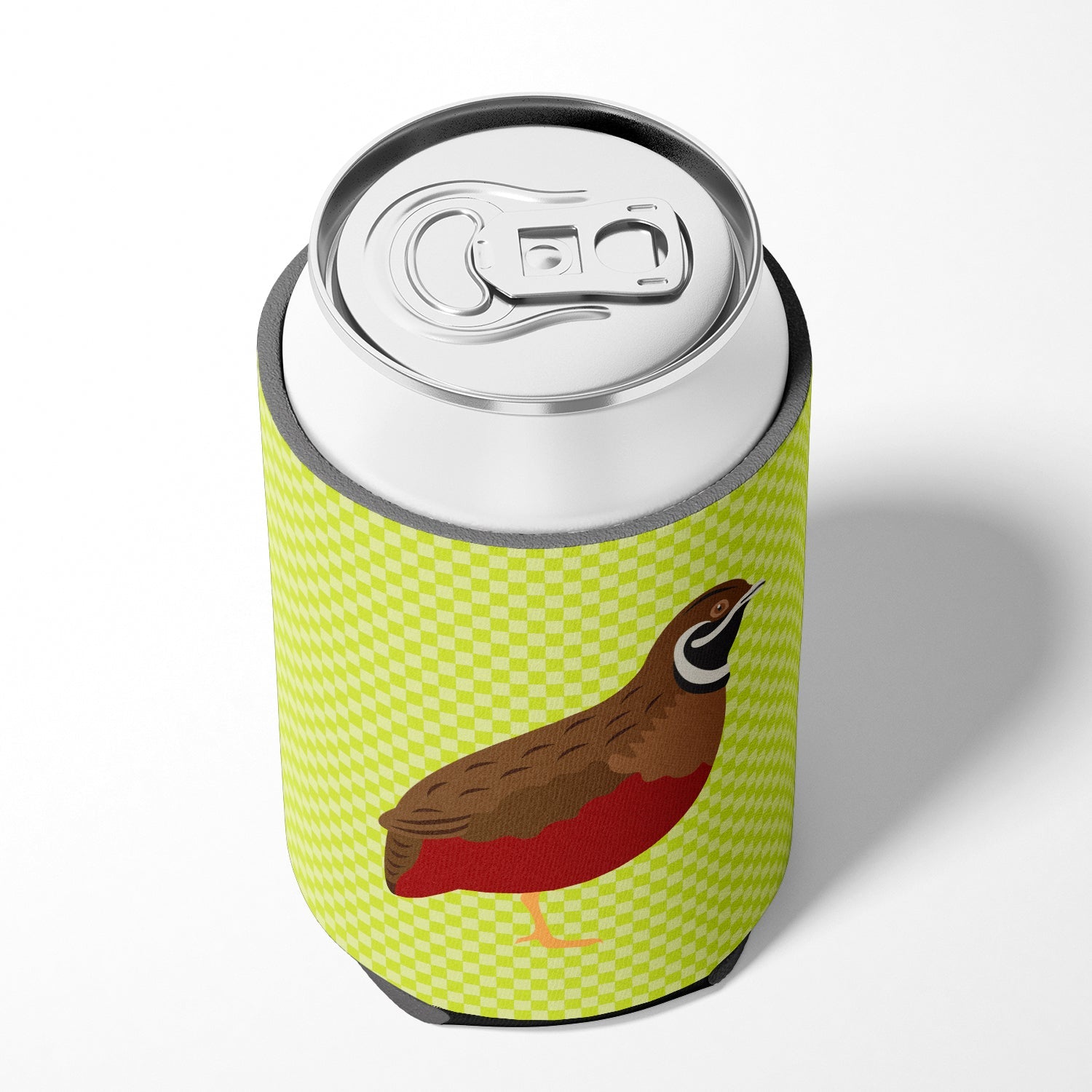 Chinese Painted or King Quail Green Can or Bottle Hugger Cooler Sleeve for Standard 12 oz Cans, Insulated Foam Beer & Soda Can Hugger Reusable