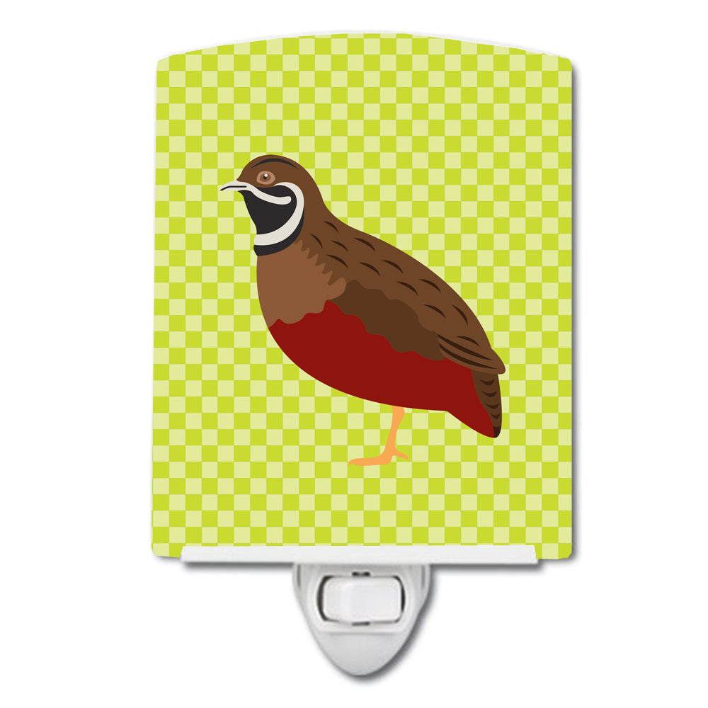 Chinese Painted or King Quail Green Ceramic Night Light Compact, UL-Certified, Ideal for Bedroom, Bathroom, Nursery, Hallway, Kitchen, 6x4x3, Multicolor