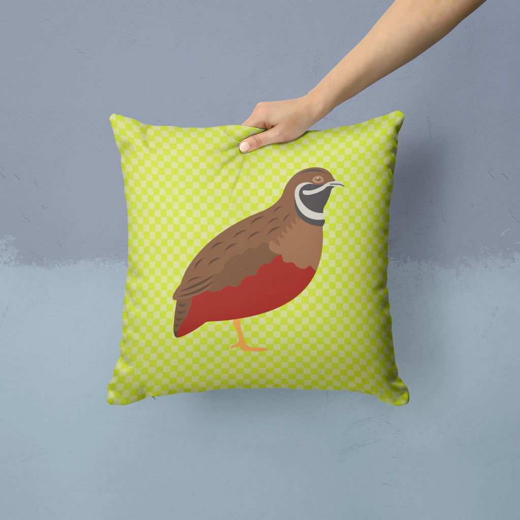 Chinese Painted or King Quail Green Decorative Throw Pillow 14x14 Indoor Outdoor Accent Cushion, Fabric Cover with Insert for Sofa, Bed, Porch & Living Room