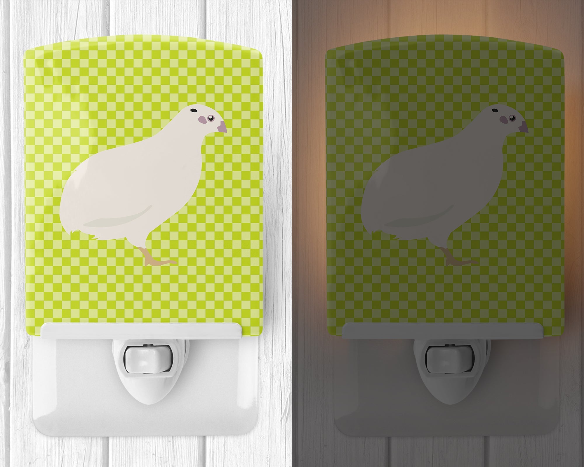Texas Quail Green Ceramic Night Light Compact, UL-Certified, Ideal for Bedroom, Bathroom, Nursery, Hallway, Kitchen, 6x4x3, Multicolor