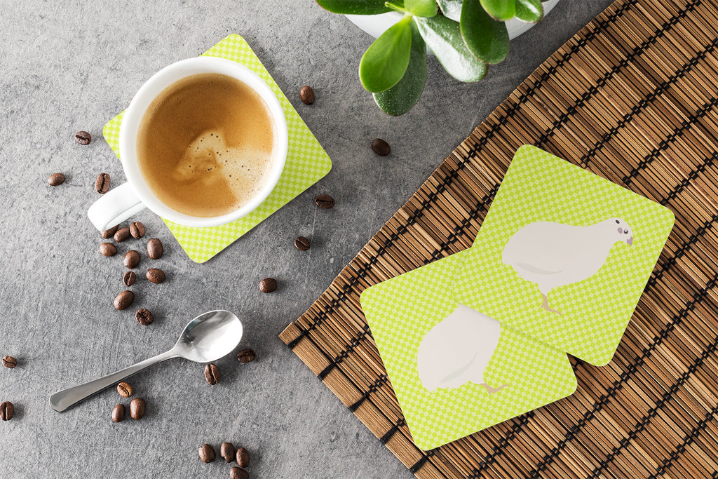 Texas Quail Green Foam Coasters Set of 4 Cup Coasters for Indoor Outdoor, Tabletop Protection, Anti Slip, Mouse pad Material