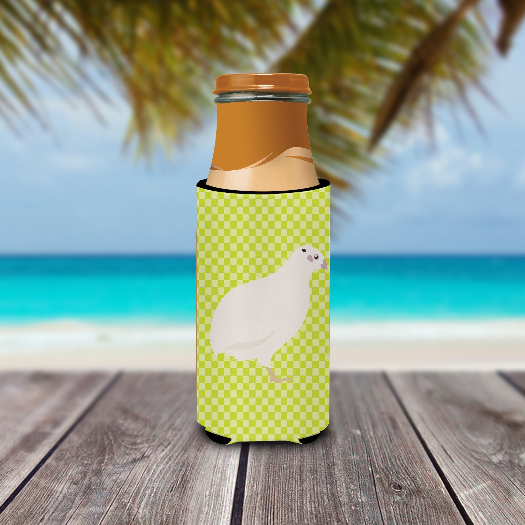 Texas Quail Green Slim Can Hugger , Insulated Foam Hugger for 12 oz Slim Cans, Beer Bottles & Water Bottles, Printed in USA