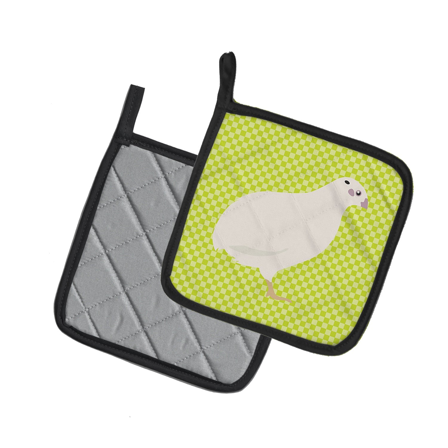 Texas Quail Green Pot Holder Set of 2 Heat Resistant Quilted Hot Pads 7.5 x 7.5 Inch, Insulated Kitchen Trivets for Cooking & Baking