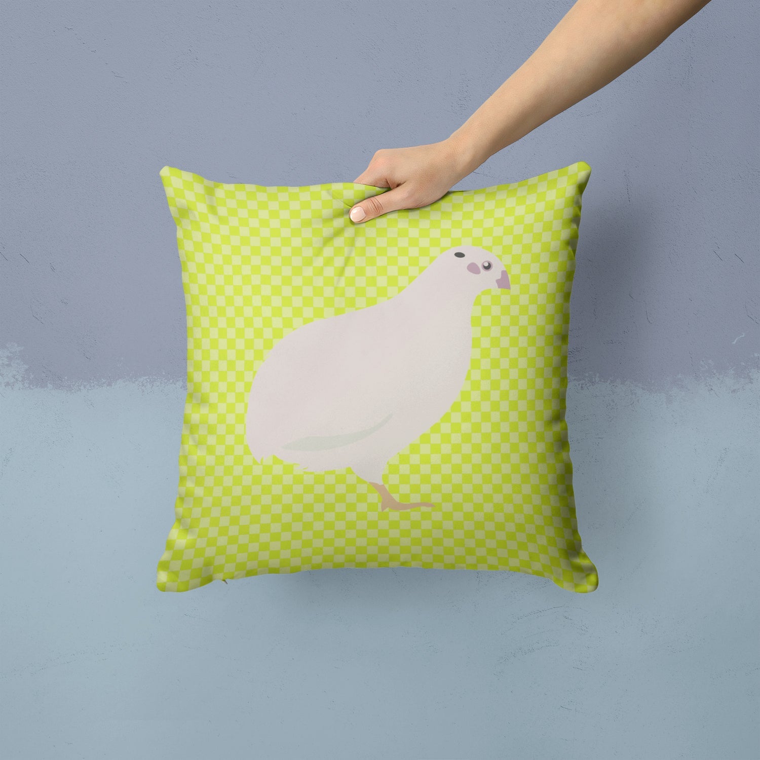 Texas Quail Green Decorative Throw Pillow 14x14 Indoor Outdoor Accent Cushion, Fabric Cover with Insert for Sofa, Bed, Porch & Living Room