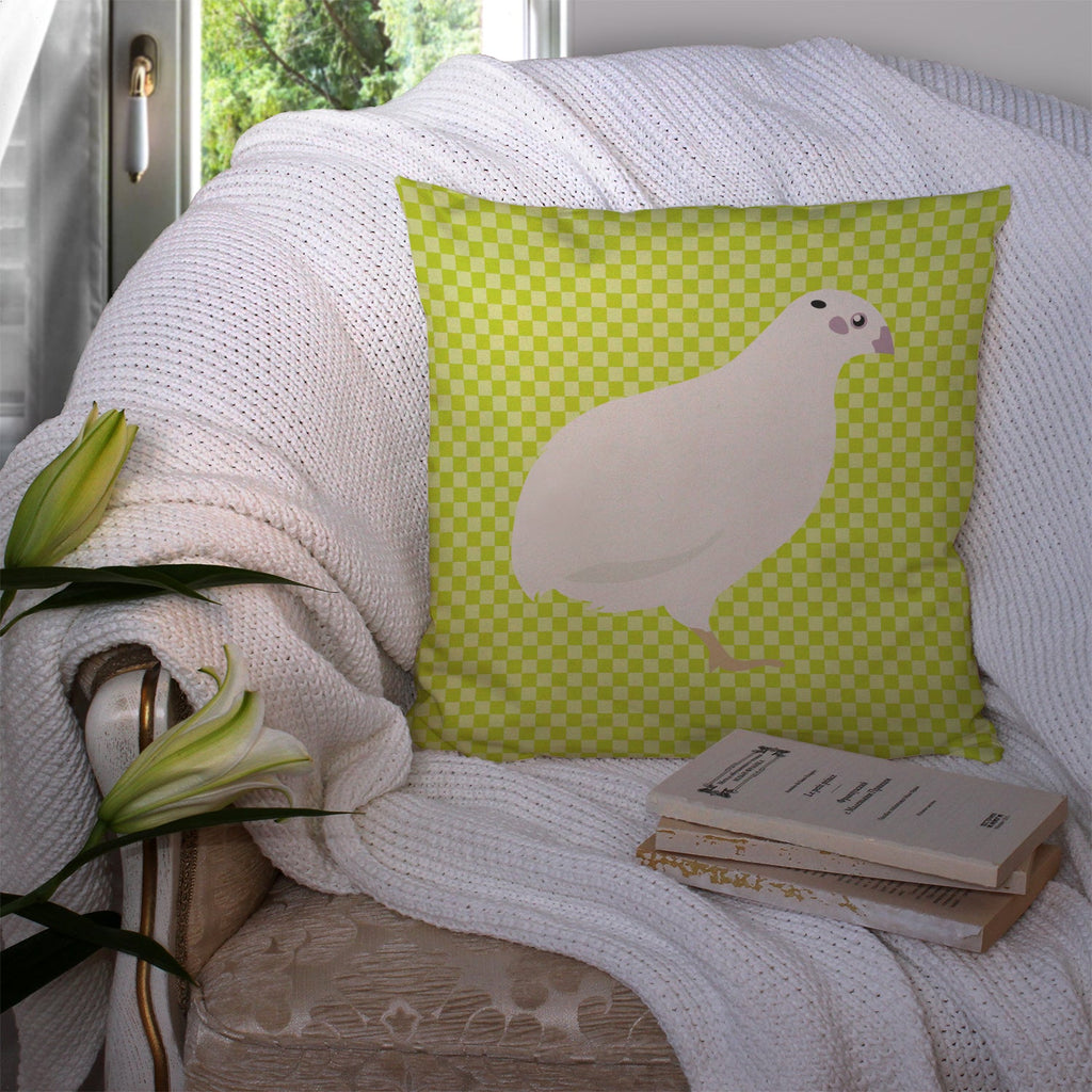 Texas Quail Green Decorative Throw Pillow 14x14 Indoor Outdoor Accent Cushion, Fabric Cover with Insert for Sofa, Bed, Porch & Living Room