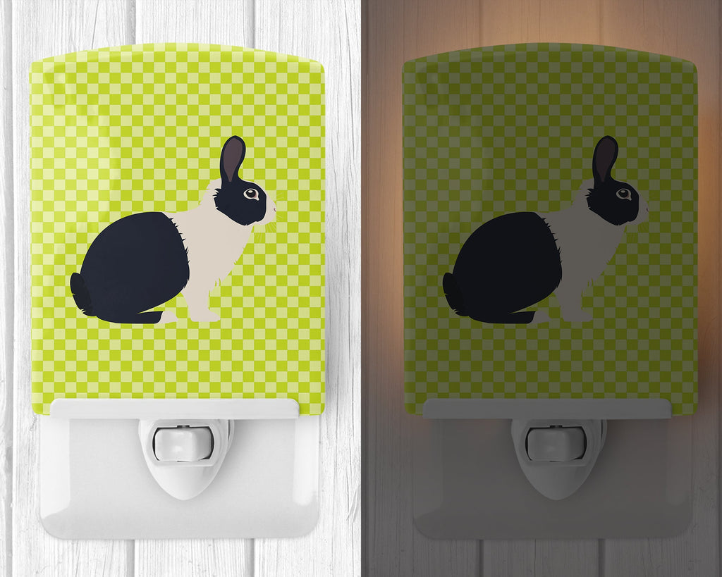 Dutch Rabbit Green Ceramic Night Light Compact, UL-Certified, Ideal for Bedroom, Bathroom, Nursery, Hallway, Kitchen, 6x4x3, Multicolor