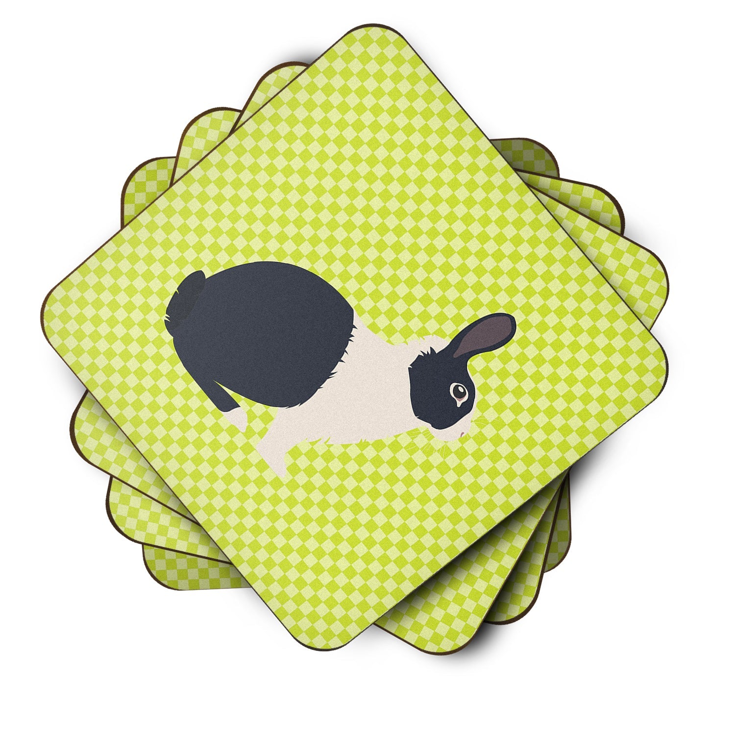 Dutch Rabbit Green Foam Coasters Set of 4 Cup Coasters for Indoor Outdoor, Tabletop Protection, Anti Slip, Mouse pad Material