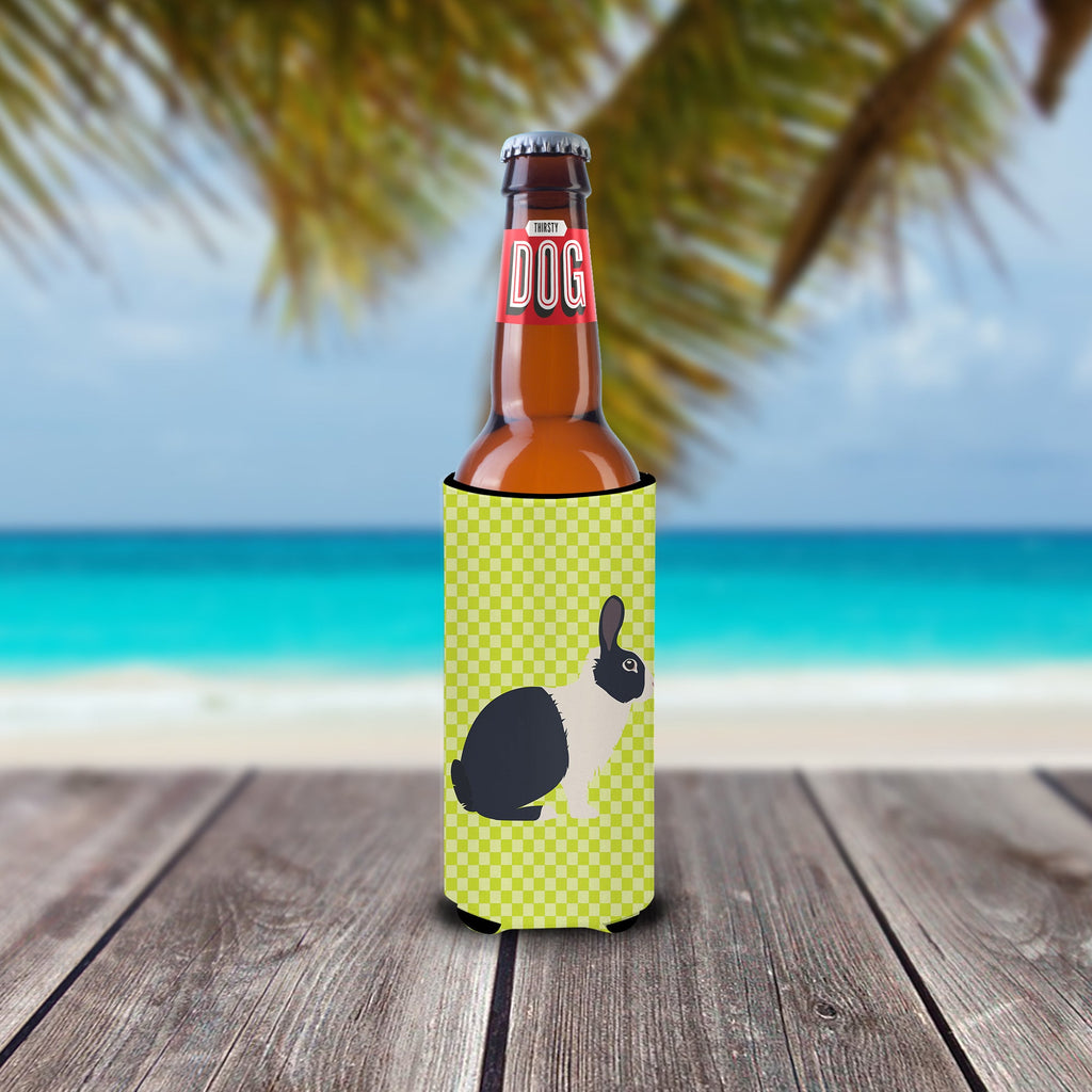 Dutch Rabbit Green Slim Can Hugger , Insulated Foam Hugger for 12 oz Slim Cans, Beer Bottles & Water Bottles, Printed in USA