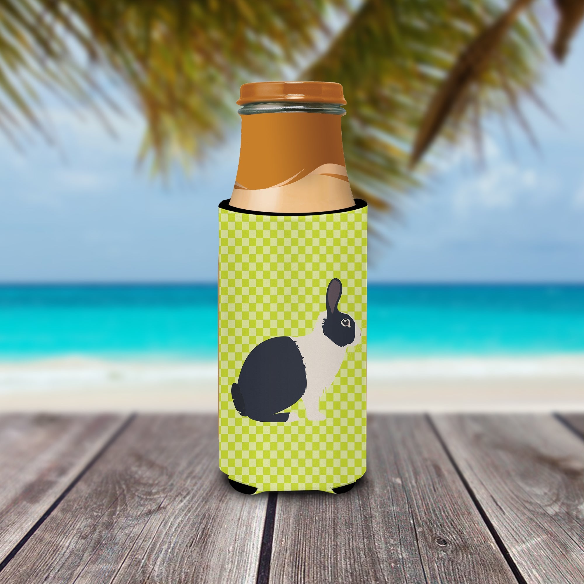 Dutch Rabbit Green Slim Can Hugger , Insulated Foam Hugger for 12 oz Slim Cans, Beer Bottles & Water Bottles, Printed in USA