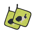 Dutch Rabbit Green Pot Holder Set of 2 Heat Resistant Quilted Hot Pads 7.5 x 7.5 Inch, Insulated Kitchen Trivets for Cooking & Baking