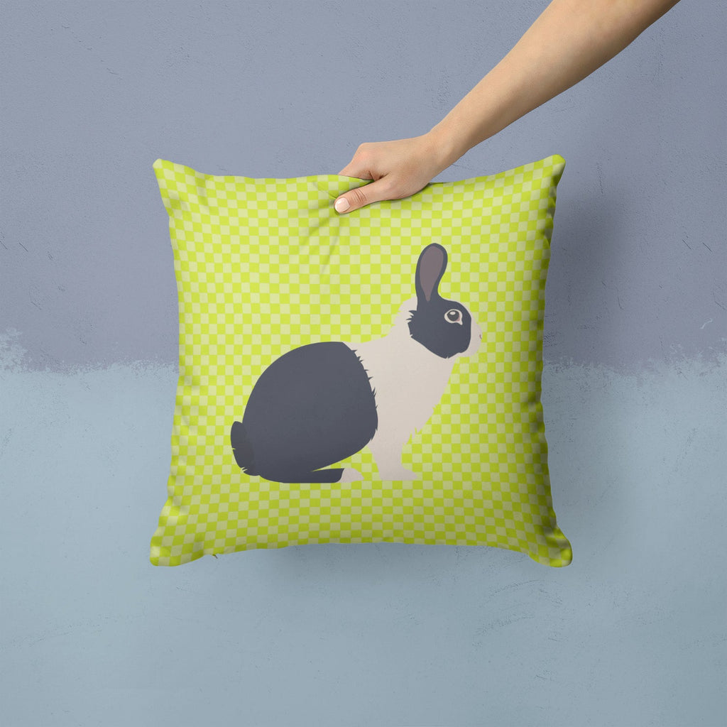 Dutch Rabbit Green Decorative Throw Pillow 14x14 Indoor Outdoor Accent Cushion, Fabric Cover with Insert for Sofa, Bed, Porch & Living Room