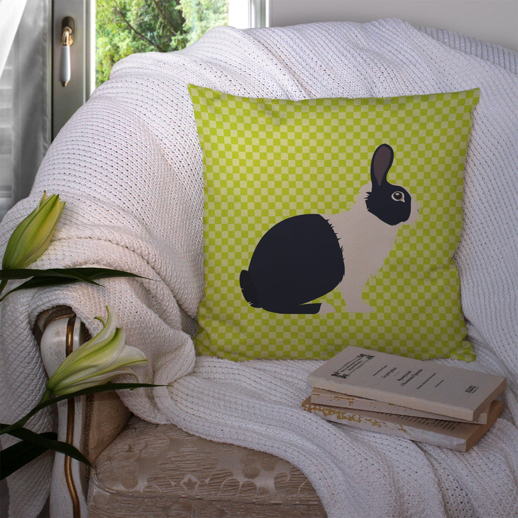 Dutch Rabbit Green Decorative Throw Pillow 14x14 Indoor Outdoor Accent Cushion, Fabric Cover with Insert for Sofa, Bed, Porch & Living Room