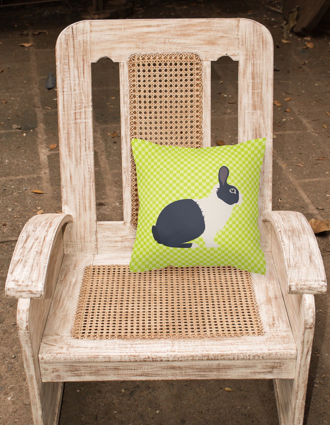 Dutch Rabbit Green Decorative Throw Pillow 18x18 Indoor Outdoor Accent Cushion, Fabric Cover with Insert for Sofa, Bed, Porch & Living Room