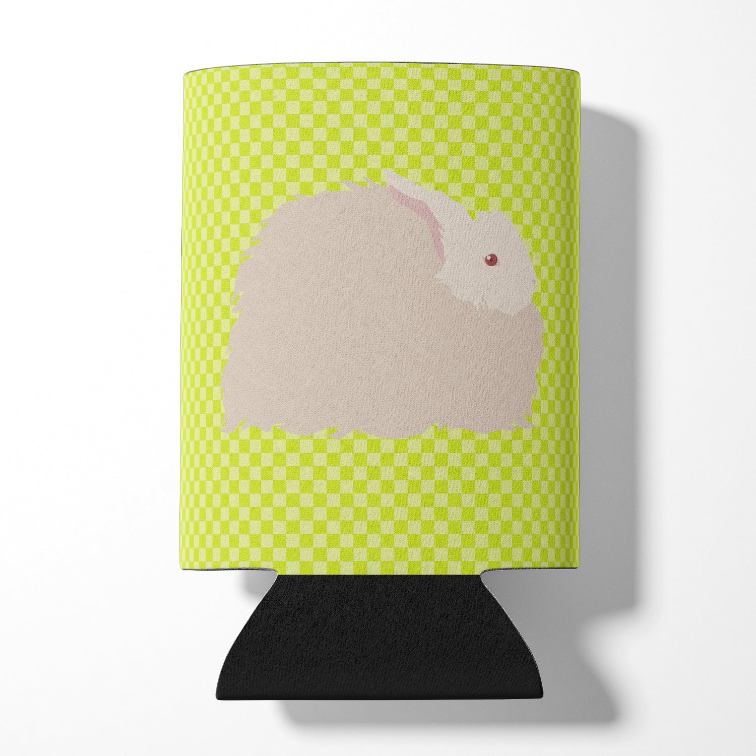 Fluffy Angora Rabbit Green Can or Bottle Hugger Cooler Sleeve for Standard 12 oz Cans, Insulated Foam Beer & Soda Can Hugger Reusable