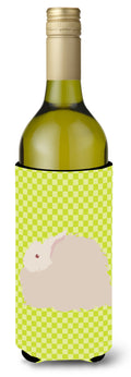 Fluffy Angora Rabbit Green Wine Bottle Hugger Gift Sleeve for Standard 750 ml Bottles, Insulated Reusable Also Fits Mini Shot & Pint Bottles