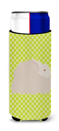 Fluffy Angora Rabbit Green Slim Can Hugger , Insulated Foam Hugger for 12 oz Slim Cans, Beer Bottles & Water Bottles, Printed in USA