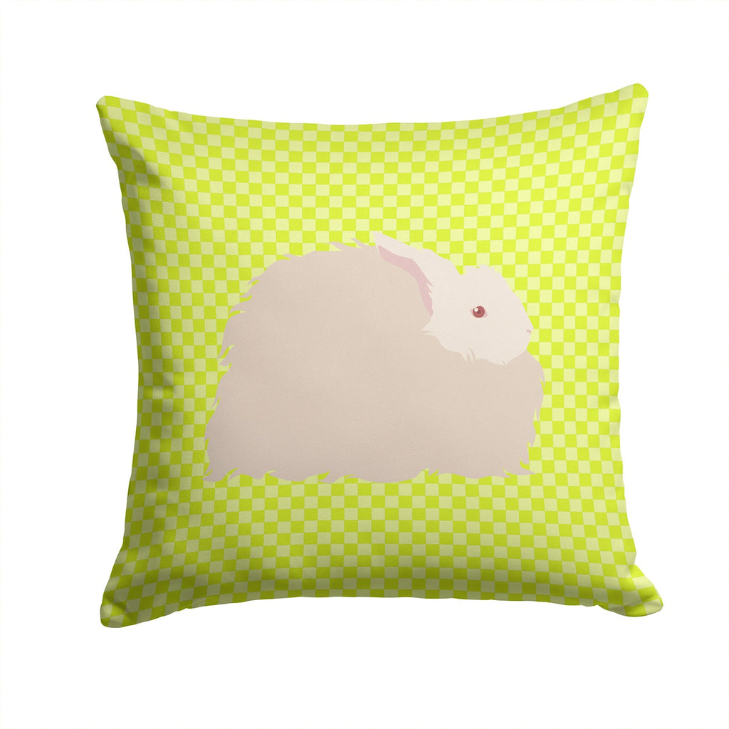 Fluffy Angora Rabbit Green Decorative Throw Pillow 14x14 Indoor Outdoor Accent Cushion, Fabric Cover with Insert for Sofa, Bed, Porch & Living Room