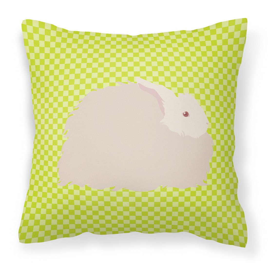 Fluffy Angora Rabbit Green Decorative Throw Pillow 18x18 Indoor Outdoor Accent Cushion, Fabric Cover with Insert for Sofa, Bed, Porch & Living Room