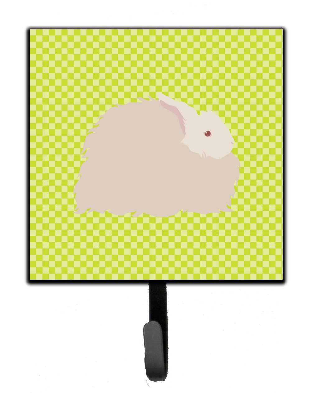 Fluffy Angora Rabbit Green Leash or Key Holder Wall Hooks, Key Hooks Holder, Coat Rack Wall Mount, Coat Hooks, Hooks for Hanging Keys, Towels, Aprons, Leashes